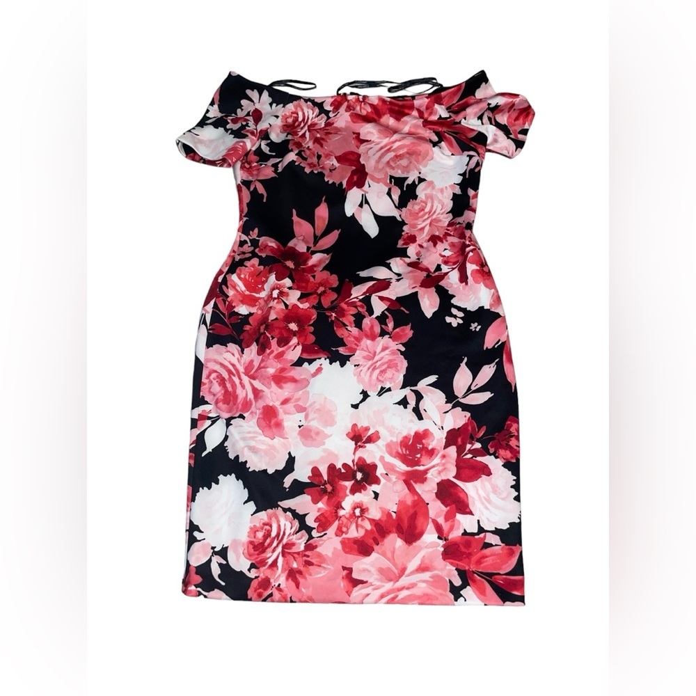 Calvin Klein Off-The-Shoulder Floral Scuba Dress 14